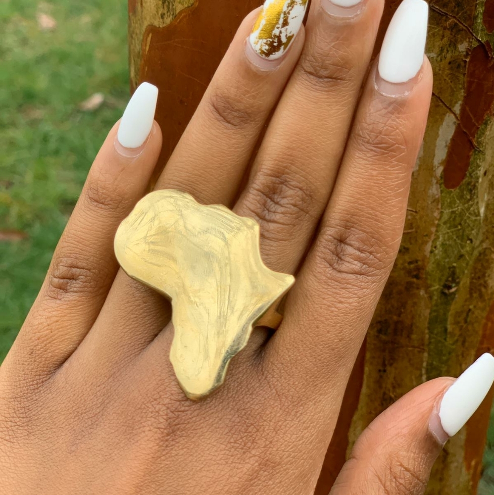 Large bronze African map ring